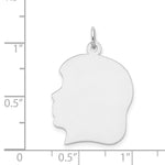 14K White Plain Large.013 Depth Facing Left Engravable Girl Charm view