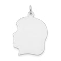 14K White Plain Large.013 Depth Facing Left Engravable Girl Charm