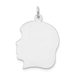 14K White Plain Large.013 Depth Facing Left Engravable Girl Charm view