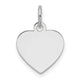 14K White Gold Plain .009 Gauge Engravable Heart Charm, 18.3 x 12.2mm