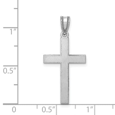 14K White Gold Florentine Satin Latin Cross Pendant, 28 x 15mm