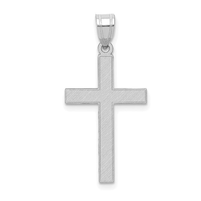 14k White Gold Florentine Satin Latin Cross Pendant, 28 x 15mm