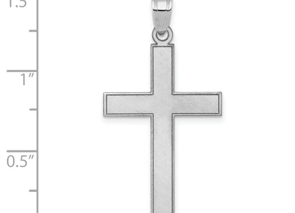 14k White Gold Florentine Satin Cross Pendant, 36 x 18mm