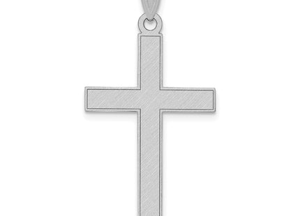 14k White Gold Florentine Satin Cross Pendant, 36 x 18mm