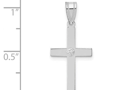 14k White Gold .. Diamond Cross Pendant (Style XWR37)