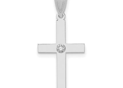 14k White Gold .. Diamond Cross Pendant (Style XWR37)