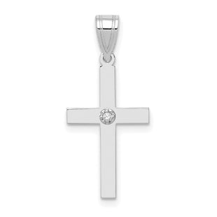 14k White Gold .. Diamond Cross Pendant (Style XWR37)