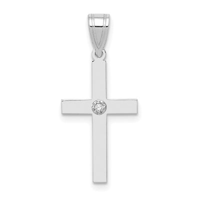 14K white gold diamond cross pendant
