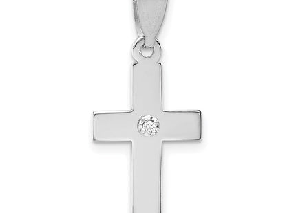 14k White Gold .. Diamond Cross Pendant (Style XWR38)