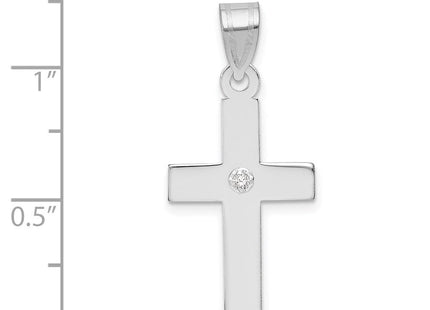 14k White Gold .. Diamond Cross Pendant (Style XWR39)