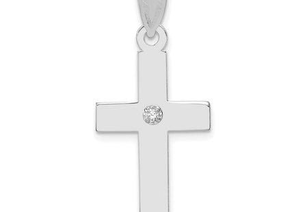 14k White Gold .. Diamond Cross Pendant (Style XWR39)