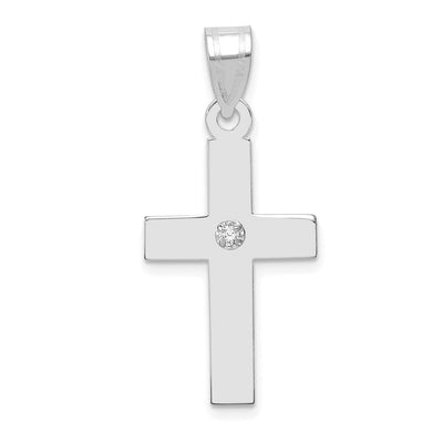 14K white gold diamond cross pendant