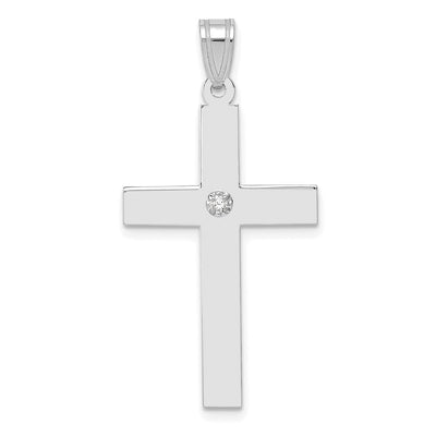 14K white gold diamond cross pendant