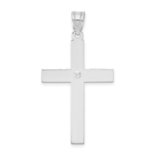 14k White Gold .. Diamond Cross Pendant (Style XWR41)