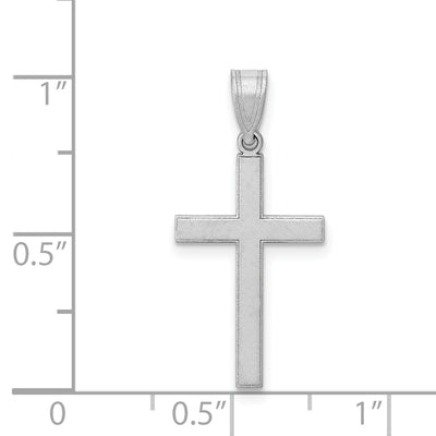 14K White Gold Florentine Satin Latin Cross Pendant, 25 x 12mm