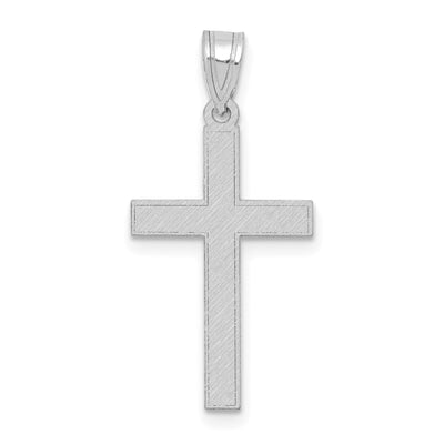 14K White Gold Florentine Satin Latin Cross Pendant, 25 x 12mm