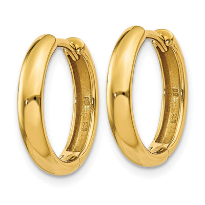 14K Round Hinged Hoop Earrings, 12.5 x 2.5mm
