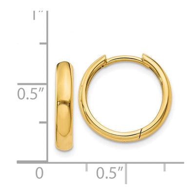 14K Round Hinged Hoop Earrings, 12.5 x 2.5mm