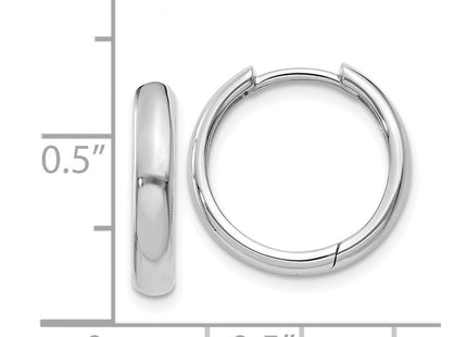 14k White Gold Round Hinged Hoop Earrings (Style XY1122)
