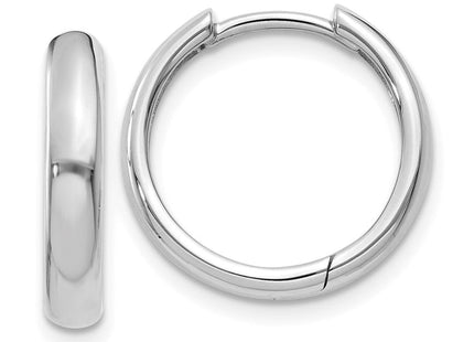 14k White Gold Round Hinged Hoop Earrings (Style XY1122)