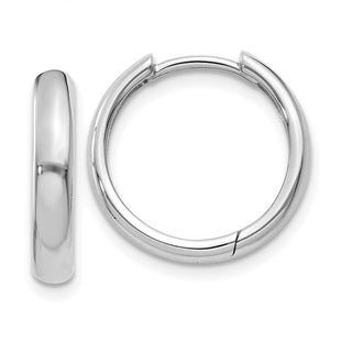 14k White Gold Round Hinged Hoop Earrings (Style XY1122)