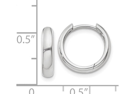 14k White Gold Round Hinged Hoop Earrings (Style XY1123)