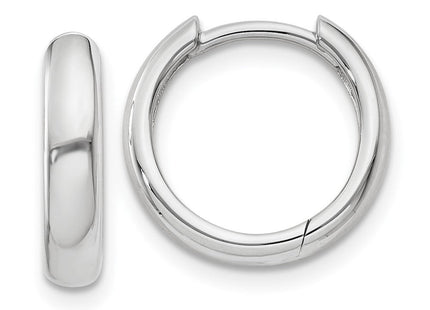 14k White Gold Round Hinged Hoop Earrings (Style XY1123)