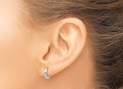 14k White Gold Round Hinged Hoop Earrings (Style XY1124)
