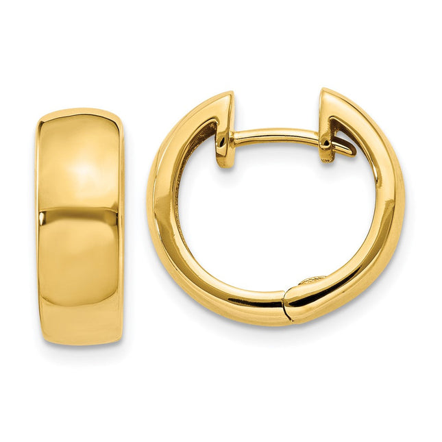 14k Round Hinged Hoop Earrings, 12 x 5mm