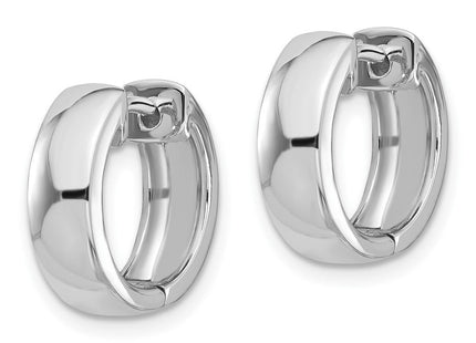 14k White Gold Round Hinged Hoop Earrings (Style XY1130)