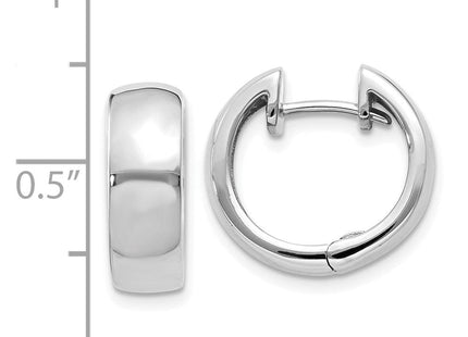 14k White Gold Round Hinged Hoop Earrings (Style XY1130)