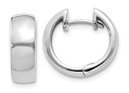 14k White Gold Round Hinged Hoop Earrings (Style XY1130)