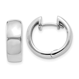 14k White Gold Round Hinged Hoop Earrings (Style XY1130)