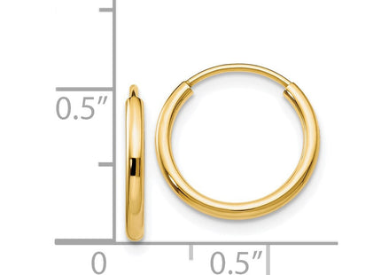 14k Polished Round Endless Hoop Earrings (Style XY1157)