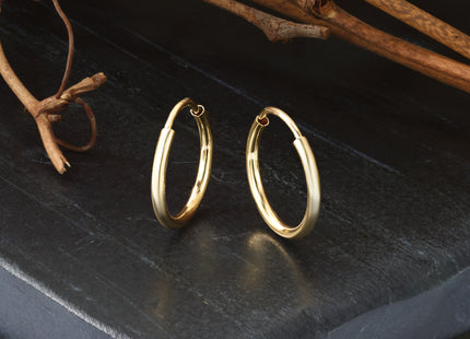 14k Polished Round Endless Hoop Earrings, 14 x 1.5mm (1157)