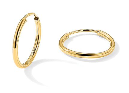 14k Polished Round Endless Hoop Earrings, 16 x 1.5mm