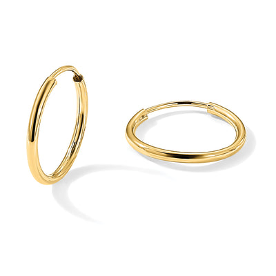 14K Polished Round Endless Hoop Earrings, 16 x 1.5mm
