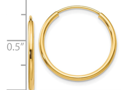 14k Polished Round Endless Hoop Earrings (Style XY1159)