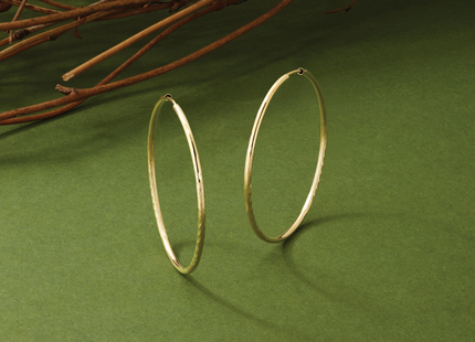 14k Satin Diamond-cut Endless Hoop Earrings, 40 x 1.5mm