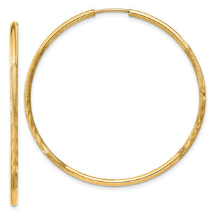 14k Satin Diamond-cut Endless Hoop Earrings (Style XY1169)