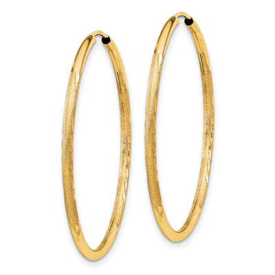 14K Satin Diamond-cut Endless Hoop Earrings, 30 x 1.5mm