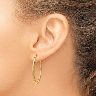 14K Satin Diamond-cut Endless Hoop Earrings, 30 x 1.5mm