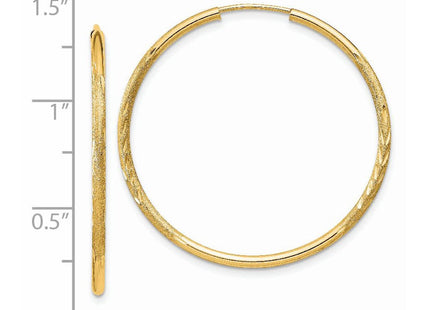 14k Satin Diamond-cut Endless Hoop Earrings (Style XY1170)