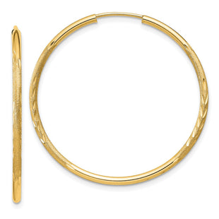 14k Satin Diamond-cut Endless Hoop Earrings (Style XY1170)