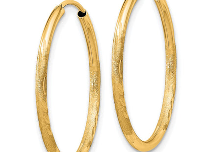 14k Satin Diamond-cut Endless Hoop Earrings (Style XY1171)
