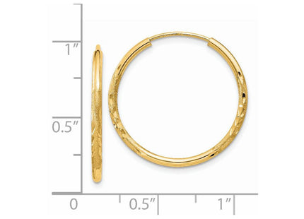 14k Satin Diamond-cut Endless Hoop Earrings (Style XY1171)