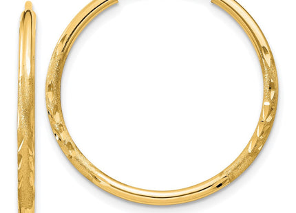 14k Satin Diamond-cut Endless Hoop Earrings (Style XY1171)