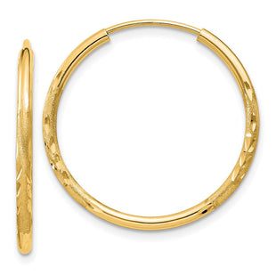 14k Satin Diamond-cut Endless Hoop Earrings (Style XY1171)