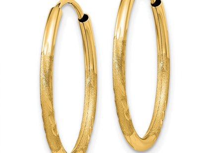 14k Satin Diamond-cut Endless Hoop Earrings (Style XY1172)