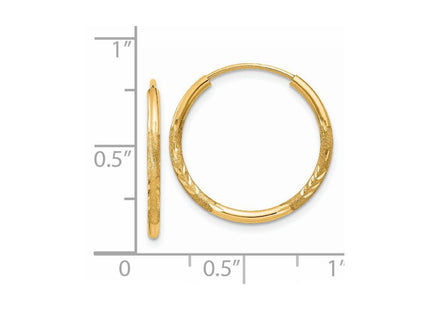 14k Satin Diamond-cut Endless Hoop Earrings (Style XY1172)